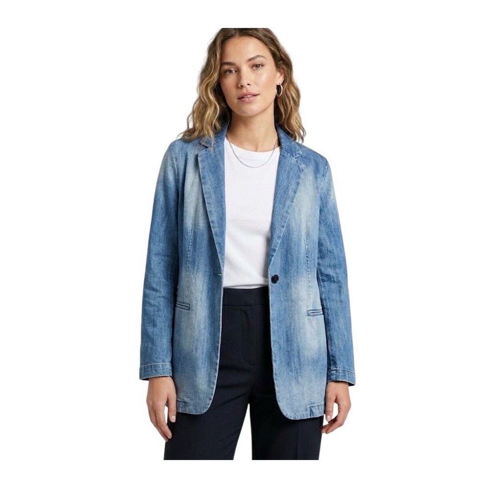 Sandrine Rose x Free People Denim Blazer Blue Medium Wash Belt S